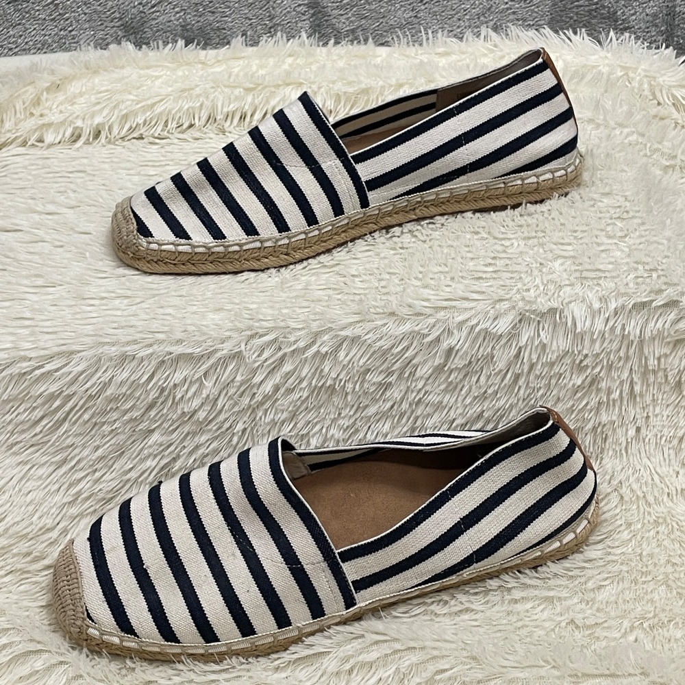 Vionic Espadrille Shoes Womens 10 Striped Stretch Canvas Flats Slip On Nautical‎